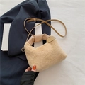 Sac à main chic en fausse fourrure abricot avec poignée nouée et bandoulière réglable - Kaki