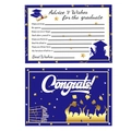 Détail de cartes de vœux de remise des diplômes avec dorure et motifs bleus élégants - Lot de 10 feuilles / Or Bleu