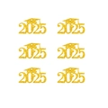 6er-Set goldene Glitzer 2025 Abschluss-Geschenkanhänger mit Doktorhut für Party-Deko - 30 Stück / Gold
