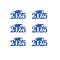Blaue Glitzer 2026 Abschlussfeier Anhänger mit Doktorhut Design im 6er Set Deko-Zubehör - 30 Stück / Blau
