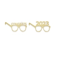 Set di occhiali in carta glitter oro per laurea con design Congrats e anno 2023 - Set di Occhiali per la Laurea / Oro
