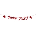 Striscione rosso glitter Nurse 2023 con croci mediche per decorazione festa di laurea - Infermiere Rosso con Croci