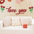 Glittering red love you banner with roses for Valentine's Day indoor wall decoration - Love You With Rose