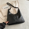 Bolso hobo retro de piel sintética negra con correa ajustable para uso diario urbano - Negro