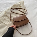 Vintage brown crossbody flap bag with gold hardware and stylish long shoulder strap - Brown