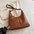 Bolso tote marrón de estilo vintage en cuero sintético de alta calidad con correa - Marrón