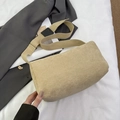 Minimalist beige corduroy crossbody pillow bag with wide strap and adjustable buckle - Khaki