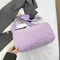 Purple corduroy crossbody bag with adjustable nylon strap and trendy pillow design - Purple