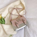 Borsa a tracolla rosa e argento con fiocco metallico e tracolla regolabile - Rosa e Argento