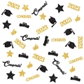2026 graduation party table confetti with black and gold glitter star and cap shapes - Gold Black Set 2026