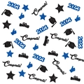 Blue and black glitter graduation confetti with 2023 congrats cap and star shapes - Blue Black Set 2026