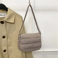 Quilted crossbody bag for women in elegant taupe finish with thin shoulder strap - Khaki