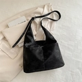 Elegante borsa tote in velluto nero con tracolla regolabile e tasca laterale esterna - Nero