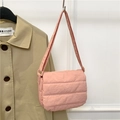 Pink quilted shoulder bag with soft cloud texture and adjustable strap in casual style - Pink