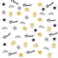 Confettis de remise de diplôme pailletés avec étoiles noires, dorées et argentées - Ensemble Or Noir Argent 2026