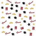 Confettis de remise de diplôme 2023 avec texte rouge chapeaux noirs et étoiles - Ensemble Rouge Or Noir 2026