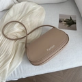 Borsa a tracolla kaki minimalista con stampa Fashion bianca e finitura in pelle opaca - Cachi
