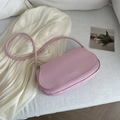 Pink matte leather crossbody bag with silver Fashion print and round shoulder strap - Light Pink