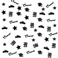 Confettis de remise des diplômes noirs pailletés avec chapeaux et formes Congrats 2023 - Tout Noir 2026