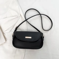 Borsa a tracolla nera retrò in ecopelle con fibbia dorata elegante per l'uso quotidiano - Nero