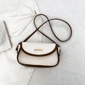 Borsa a tracolla retrò bicolore panna e marrone con dettaglio in metallo oro - Bianco