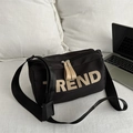 Black casual crossbody bag with beige TREND letter applique and dual zippers - Black without Pendant