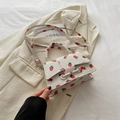 Mini witte crossbodytas met aardbeienprint, afneembare riem en handvat aan de bovenkant - Wit