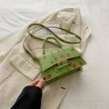 Groene mini crossbodytas met aardbeienprint en handvat, stijlvolle PU-lederen handtas - Groen