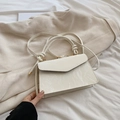White pleated crossbody handbag with decorative knots and detachable strap for women - White