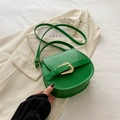 Bolso de hombro tipo silla en cuero verde con hebilla dorada para mujer chic - Verde