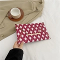 Rot-weiße gewebte Umschlag-Clutch mit goldener Metallschnalle für elegante Freizeit - Rot