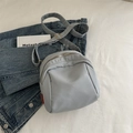 Light blue-grey nylon shell crossbody bag with adjustable strap and fashion label - Blue