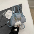 Borsa a mano blu Morandi con decoro a farfalla argentata e ciondolo nuvola soffice - Con Ornamento / Blu