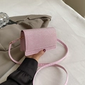 Sparkly light pink glitter crossbody bag with rectangular flap and gold hooks - Pink