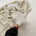 Elegante bolso bandolera blanco en forma de estrella con cadena y colgante de estrella - Blanco