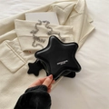 Bolso bandolera chic en forma de estrella negra con cadena de plata y letras FASHION - Negro