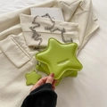 Sac bandoulière en forme d'étoile vert herbe en simili cuir avec chaîne argent - Vert