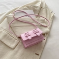 Mini pinke Umhängetasche im Cambridge-Stil für Damen mit Zierschnallen und Riemen - Rosa