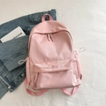 Roze minimalistische schoolrugzak met grote capaciteit en Fashion label voor studenten - Roze