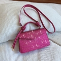 Sparkly rose red sequin crossbody bag with gold star accents and knot handle design - Rose Red
