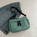 Mint green nylon tote bag with adjustable shoulder strap and casual zipper design - Green