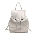 Mochila moderna plateada para mujer con asa de cadena y cierre de cerradura metálica - Plateado