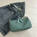 Chic mint green nylon crossbody bag with dual zippers and unique plastic chain strap - Green