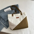 Borsa tote in tela tricolore con design geometrico bianco, lavanda e marrone scuro - Bianco