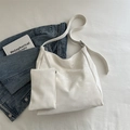 Borsa tote bianca di grande capacità set con piccola borsa con cerniera coordinata - Bianco