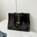 Large capacity semi-transparent black waterproof tote bag for travel and cosmetics - Black