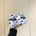 Elegante pochette a pieghe con stampa tradizionale di paesaggi a inchiostro cinese - Nero