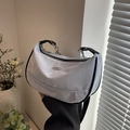 Sleek light gray shoulder bag with black trim and silver hardware for daily commute - Blue