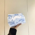 Elegante pochette con stampa paesaggio a inchiostro blu e bianco in stile cinese - Blu