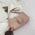 Borsa a tracolla rosa dal design di nicchia con trama a pieghe e fibbia argento - Rosa